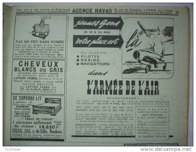 REVUE LE CHASSEUR FRANCAIS AVRIL 1952 CAVALIER CHEVAL TOURNOI PUBS MANUFRANCE VELOMOTEUR HIRONDELLE TIR AUX PIGEONS