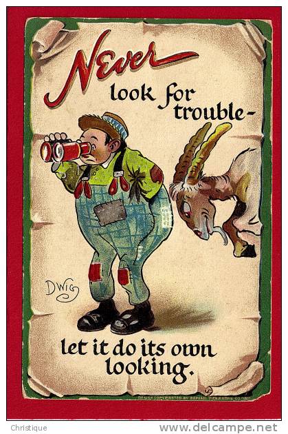 Dwig,  Never Look For Trouble,  Raphael Tuck  Never Series No. 180  1900-10s - Tuck, Raphael