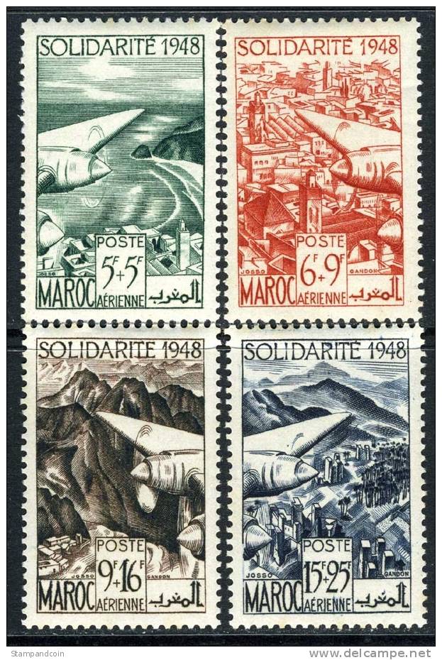 French Morocco CB31-34 Mint Hinged Air Post Semi-Postal Set From 1949 - Poste Aérienne