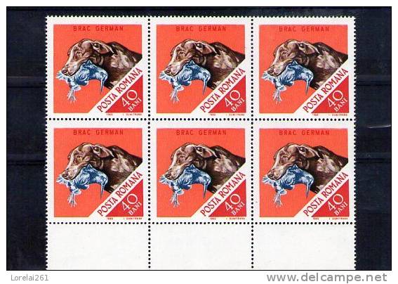1965 CHIEN DE CHASSE  YV= 2187  MNH BLOC X 6 - Unused Stamps