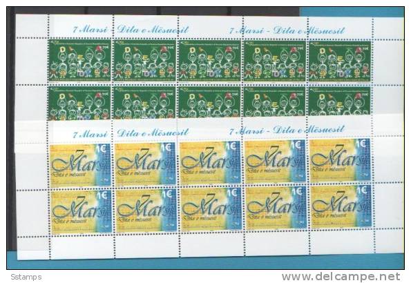 2008-kos    KOSOVO SERBIA  CULTURA CHILDREN SCUOLA  2 Mini Sheets  NEVER HINGED - Kosovo