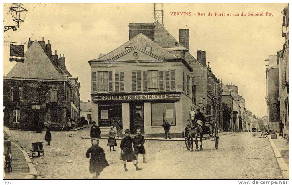 CPA (02)   VERVINS     Rue De Paris Et Rue Du General Foy - Vervins