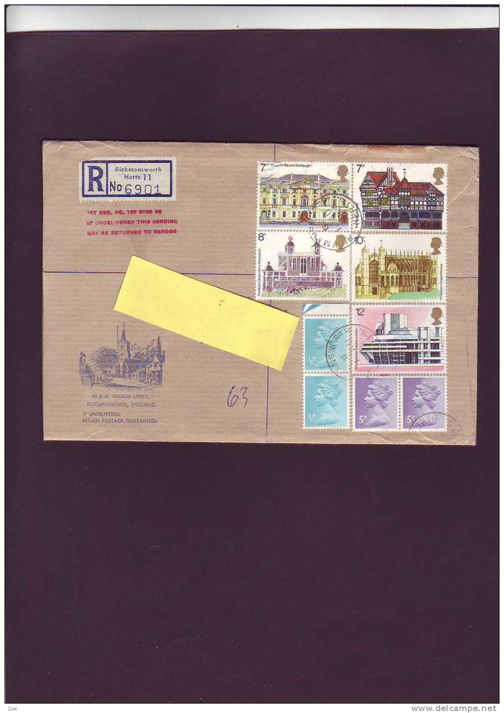 GRAN BRETAGNA 1975 - Raccomanadta Per Italia - Gibbons  975/79 (1 Defect Stamp) - Covers & Documents