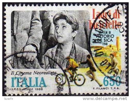 Italia 1988 Scott 1752 Sello º El Cine Neorealista Italiano Ladri Di Biciclette De Vittorio De Sica Italy Stamps Timbre - 1981-90: Oblitérés