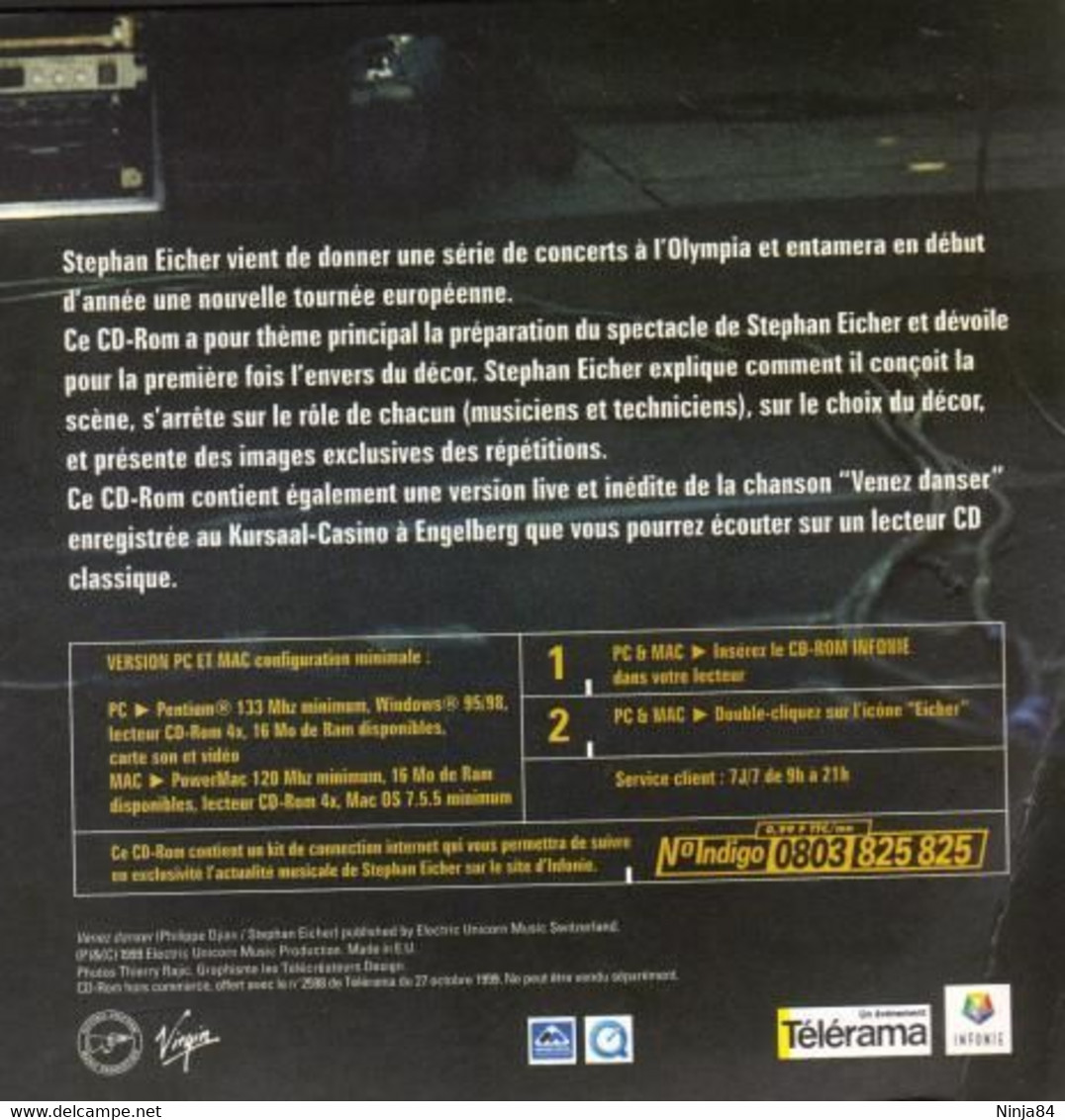 CD-ROM  Stephan Eicher  "  Louange à La Scène  "  Promo Europe - Collector's Editions