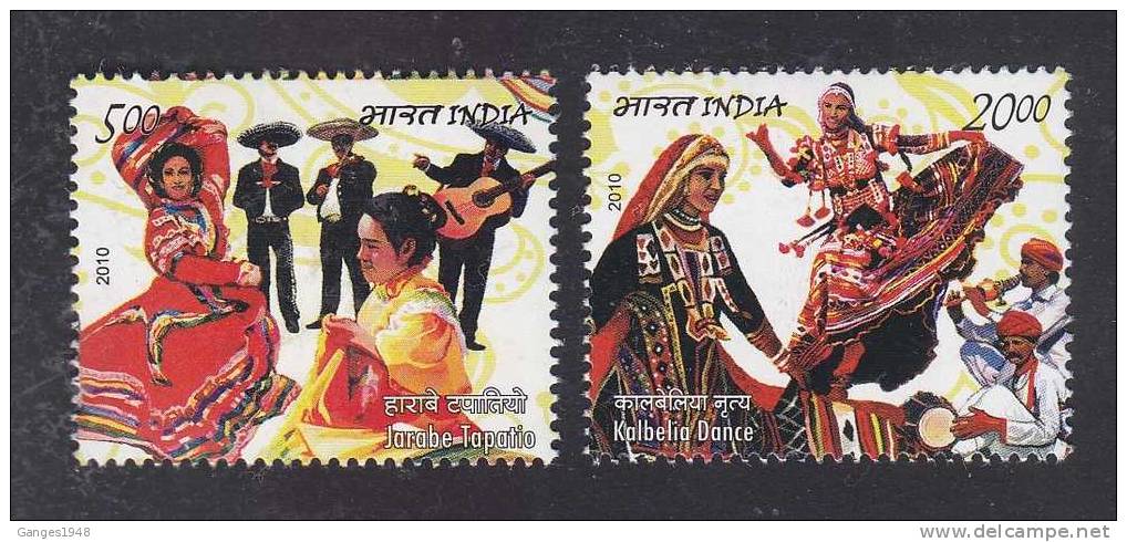 2010 India Mexico Joint Issue Dances Folklore  2v # 19969 S Inde Indien - Unused Stamps