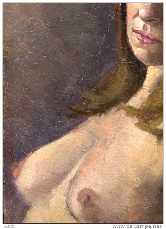 - BUSTE DE FEMME . HUILE SUR TOILE DE M. HERVIEU , NON SIGNEE - Oils