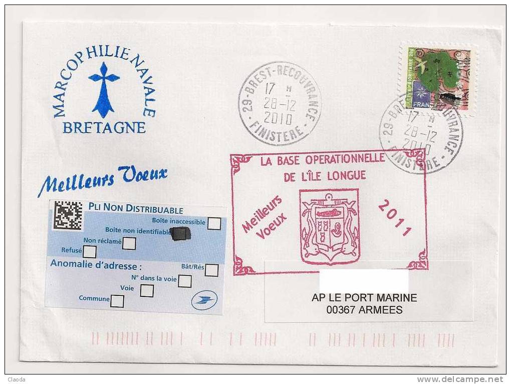 9970  - PLI NON DISTRIBUE -  Lettre Des Voeux 2011 - Base De L'Île Longue - Storia Postale