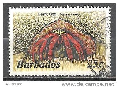 1 W Valeur Used, Oblitérée - BARBADES - PAGURISTES CADENATI - N° 1260-30 - Barbades (1966-...)