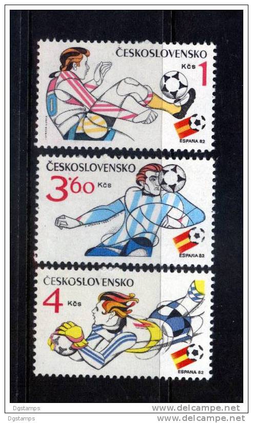 Checoslovaquia 1982 Yv2470-72 ** Campeonato Mundial De Fútbol España. Logo, Jugadores, Jugadas, Balon. Ver Scan. - 1982 – Spain