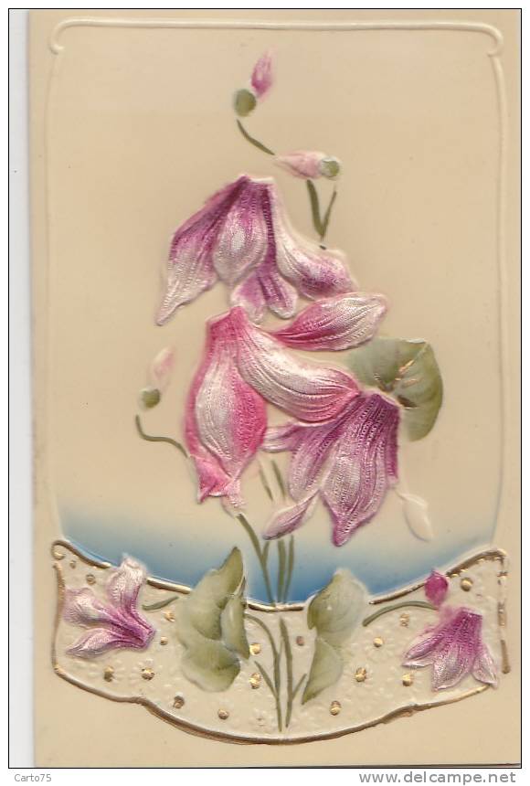 Carte Porcelaine - Fantaisies - Carte Celluloid Gaufrée - Cyclamen - Porcelaine