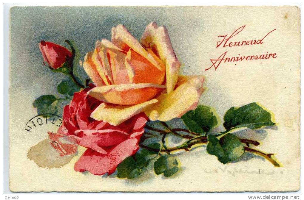 KLEIN C. - Bouquet De Roses Rouges Et Jaune - Heureux Anniversaire - Klein, Catharina