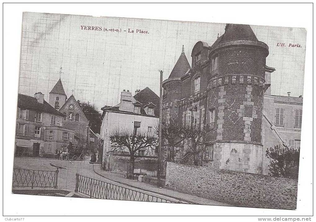 Yerres (91) : L'arrivée De L'Omnibus Sur La Place  Env 1910 (animée). - Yerres