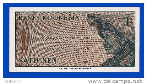 MONNAIE BILLET 1964 NEUF 1 SATU SEN ASIE DU SUD-EST N° AHZ 039993 BANK INDONESIE 2 SIGNATURES DIMENSIONS 103mm X 53mm - Indonesia