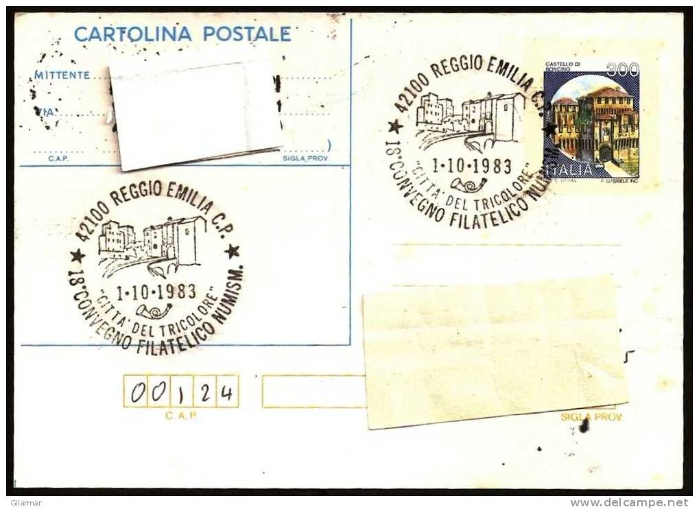MONUMENTI / ITALIA REGGIO EMILIA 1983 - "CITTA' DEL TRICOLORE" - 18° CONVEGNO FILATELICO NUMISMATICO - CARD VIAGGIATA - Altri & Non Classificati