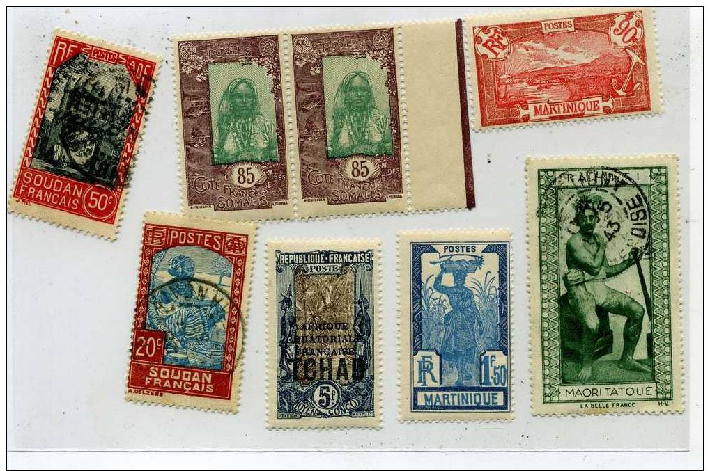 LOT DE TIMBRES MARTINIQUE TAHITI SOUDAN SOMALIE TCHAD - Altri & Non Classificati