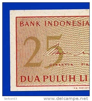 MONNAIE BILLET 1964 NEUF 25 DUA PULUH LIMA SEN ASIE DU SUD-EST AMJ 028927 BANK INDONESIE 2 SIGNATURES 111 X 56mm - Indonésie