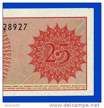 MONNAIE BILLET 1964 NEUF 25 DUA PULUH LIMA SEN ASIE DU SUD-EST AMJ 028927 BANK INDONESIE 2 SIGNATURES 111 x 56mm