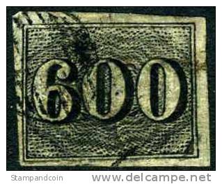 Brazil #28 Used 600r Black Numeral From 1850 - Oblitérés