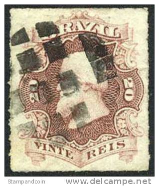 Brazil #62 XF Used 20r Red Lilac Emperor Dom Pedro From 1877 - Gebruikt