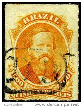 Brazil #67 Used 500r Orange Emperor Dom Pedro From 1876 - Oblitérés