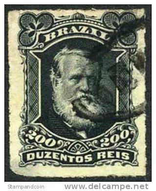 Brazil #73 Used 200r Black Emperor Dom Pedro From 1878-79 - Oblitérés