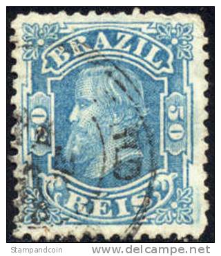 Brazil #79 Used 50r Blue Emperor Dom Pedro From 1881 - Used Stamps