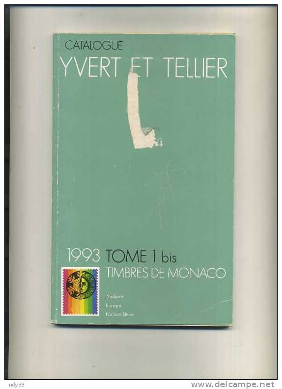 - FRANCE . Y ET T. MONACO 1993 . COUVERTURE ABIMEE - Francia