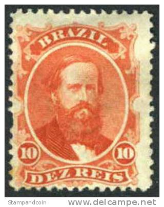 Brazil #53 Mint Hinged 10r Vermillion Emperor Dom Pedro From 1866 - Ungebraucht