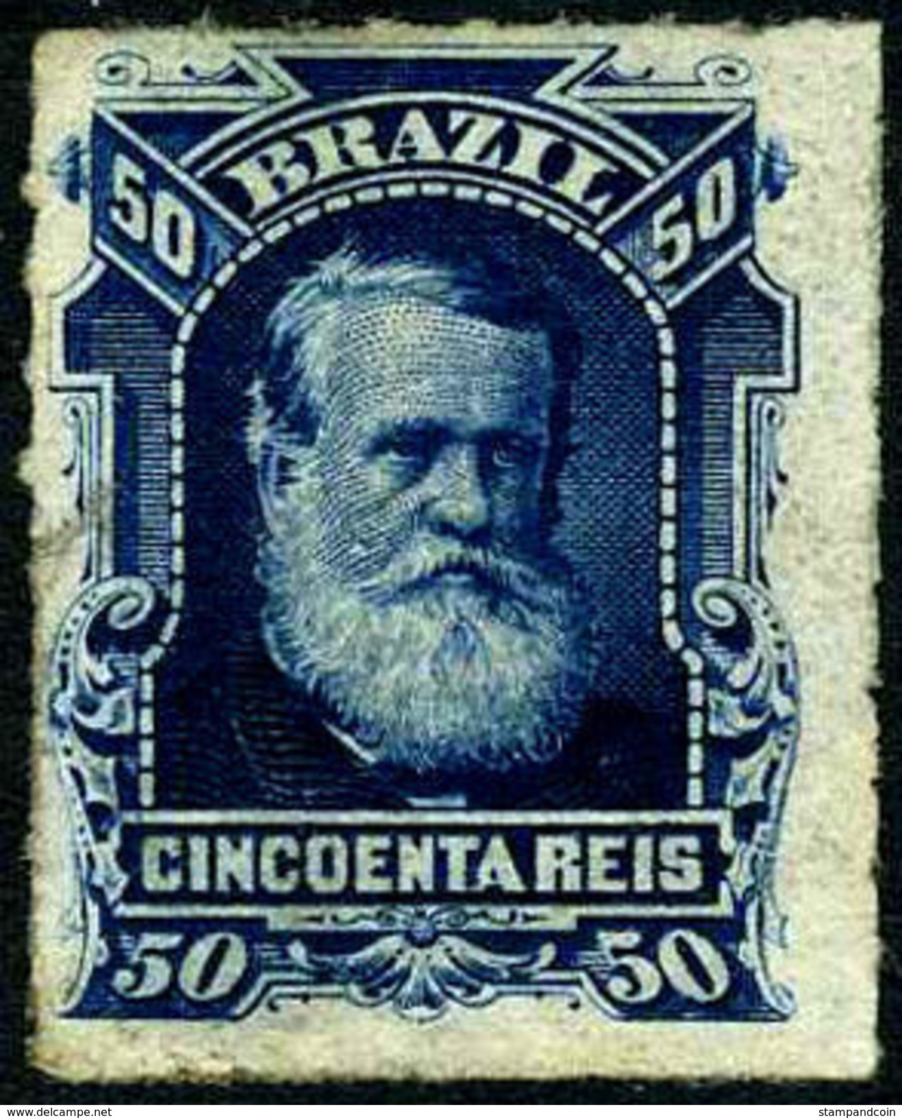 Brazil #70 Mint No Gum 50r Blue Emperor Dom Pedro From 1878-79 - Unused Stamps