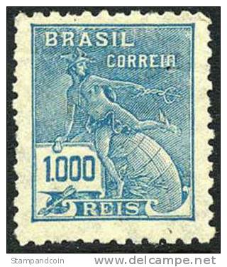 Brazil #340 Mint Hinged 1000r Turquoise Blue 'Mercury' From 1931 - Ongebruikt