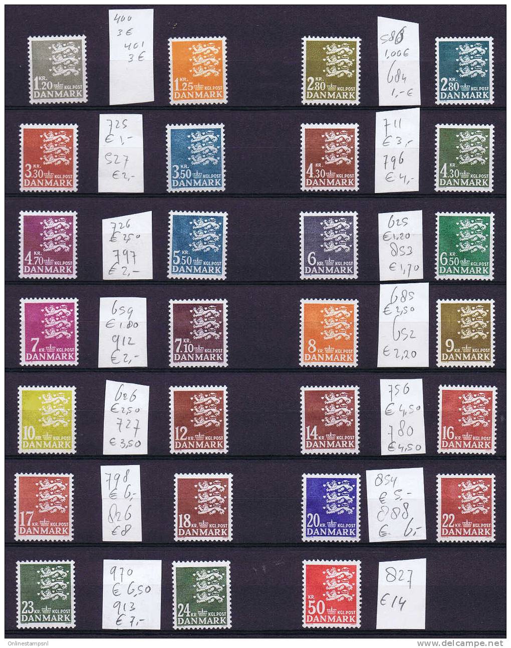 Denmark Set Of MNH Stamps Including The High Values, Michel 400 - 827 - Unused Stamps