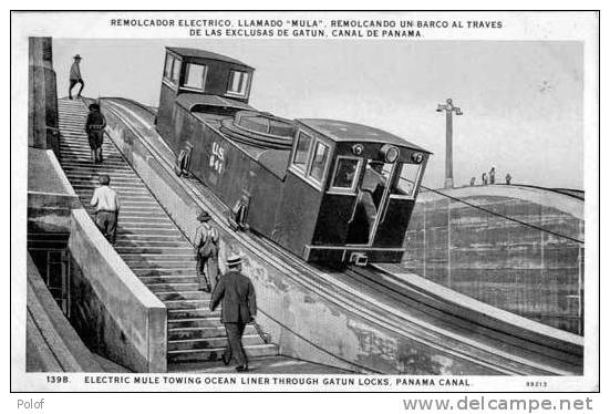 Electric Mule Towing Ocean Liner Trough Gatun Locks, Remolcador Electrico, Llamado Mula   (20170) - Panama