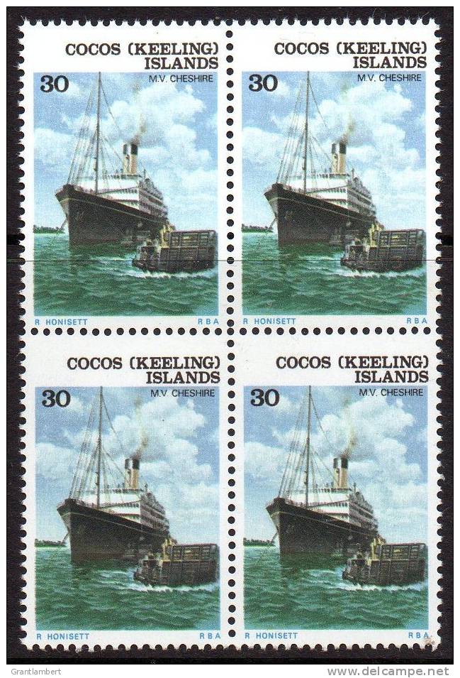 Cocos (Keeling) Islands 1976 Ships 30c MV Cheshire MNH  Block Of 4  SG 27 - Islas Cocos (Keeling)