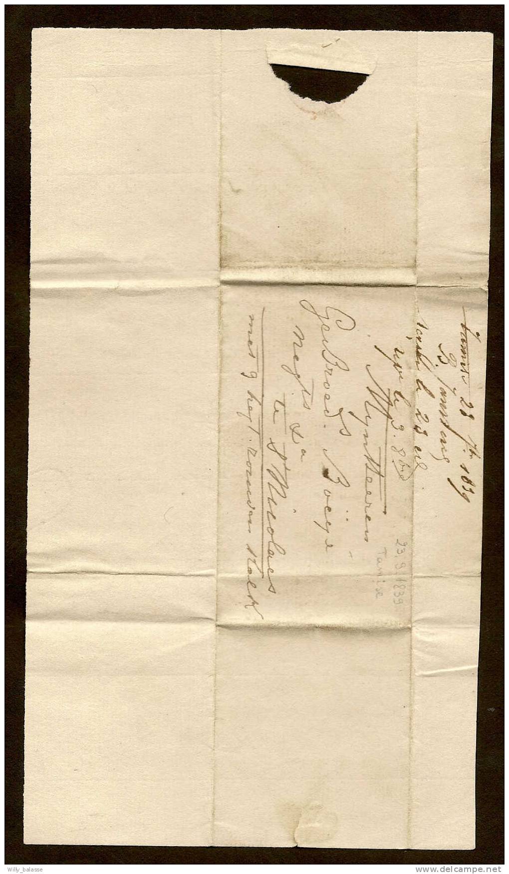 Belgique Precurs 1839 Lettre Datée De Tamise Avec Manuscrit "met 9 Heyt. Rouven Koek" - 1830-1849 (Belgique Indépendante)
