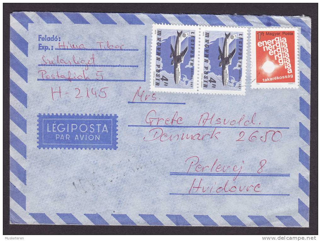 Hungary Airmail Ligi Posta Par Avion 1984? Cover To Hvidovre Denmark Boeing 747 - Lettres & Documents