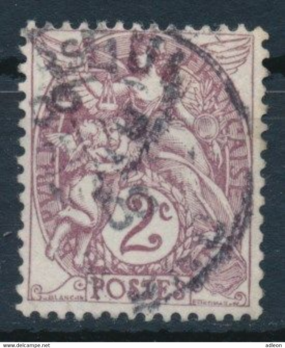 France-2c Brun-lilas Type IB YT 108 Obl. - 1900-29 Blanc