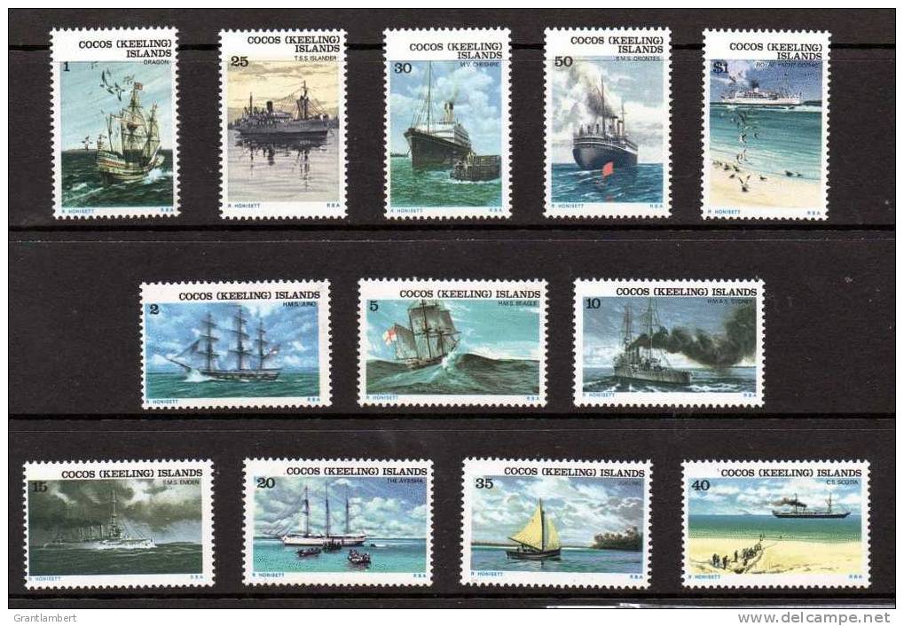 Cocos (Keeling) Islands 1976 Ships Set Of 12 MNH  SG 20-31 - - - Isole Cocos (Keeling)