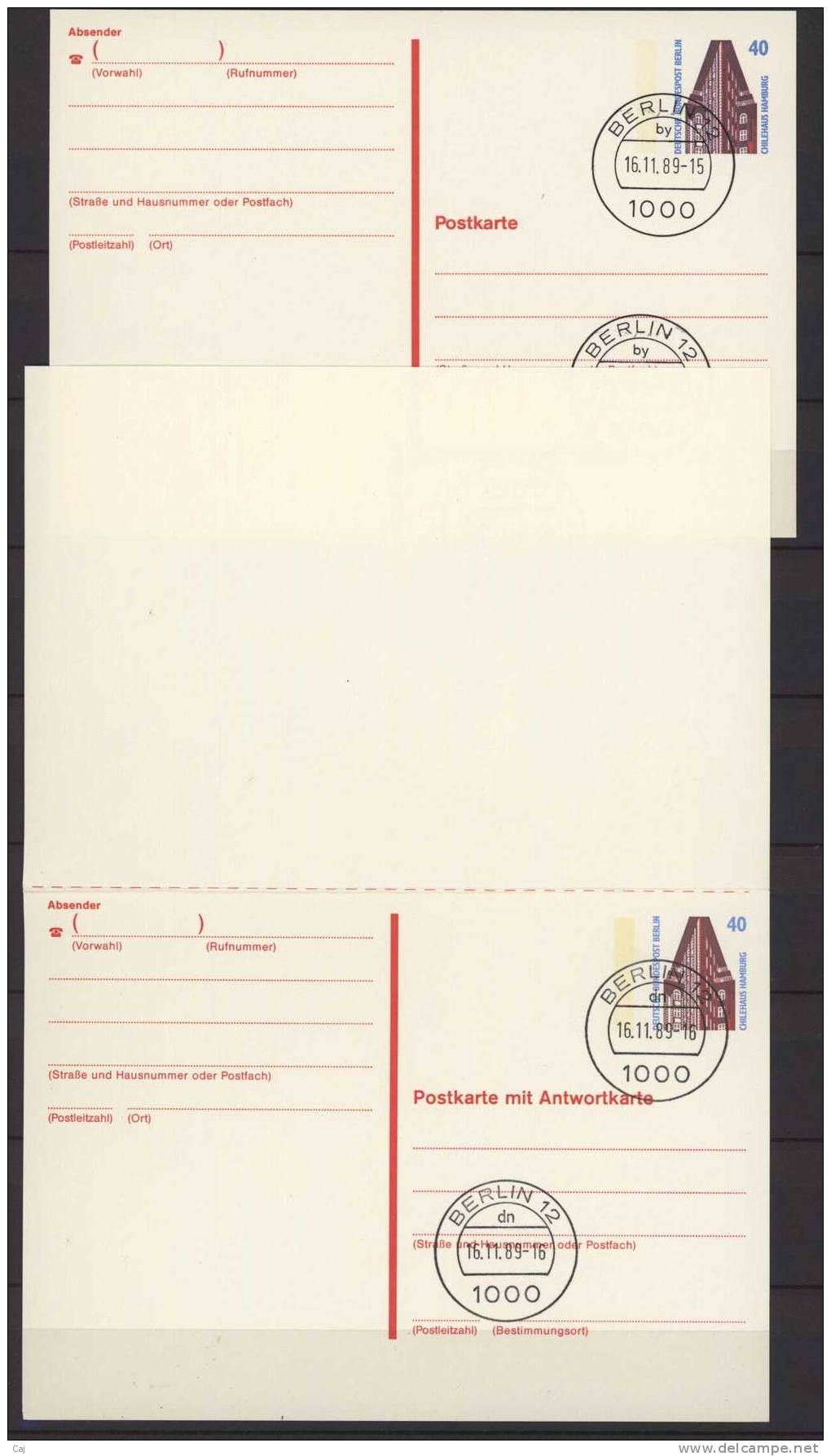 Allemagne  -  Berlin  -  Entiers :  Monuments  40 PF -  60 PF  -  80 PF  (o) - Cartes Postales - Oblitérées