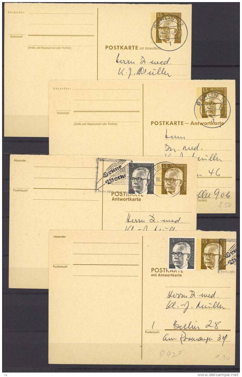 Allemagne  -  Berlin  -  Entiers :  Heinemann 8 Entiers Différents  (o) - Postcards - Used