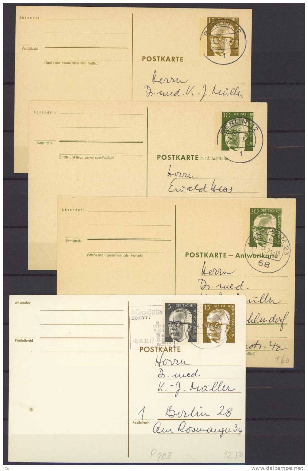 Allemagne  -  Berlin  -  Entiers :  Heinemann 8 Entiers Différents  (o) - Cartes Postales - Oblitérées