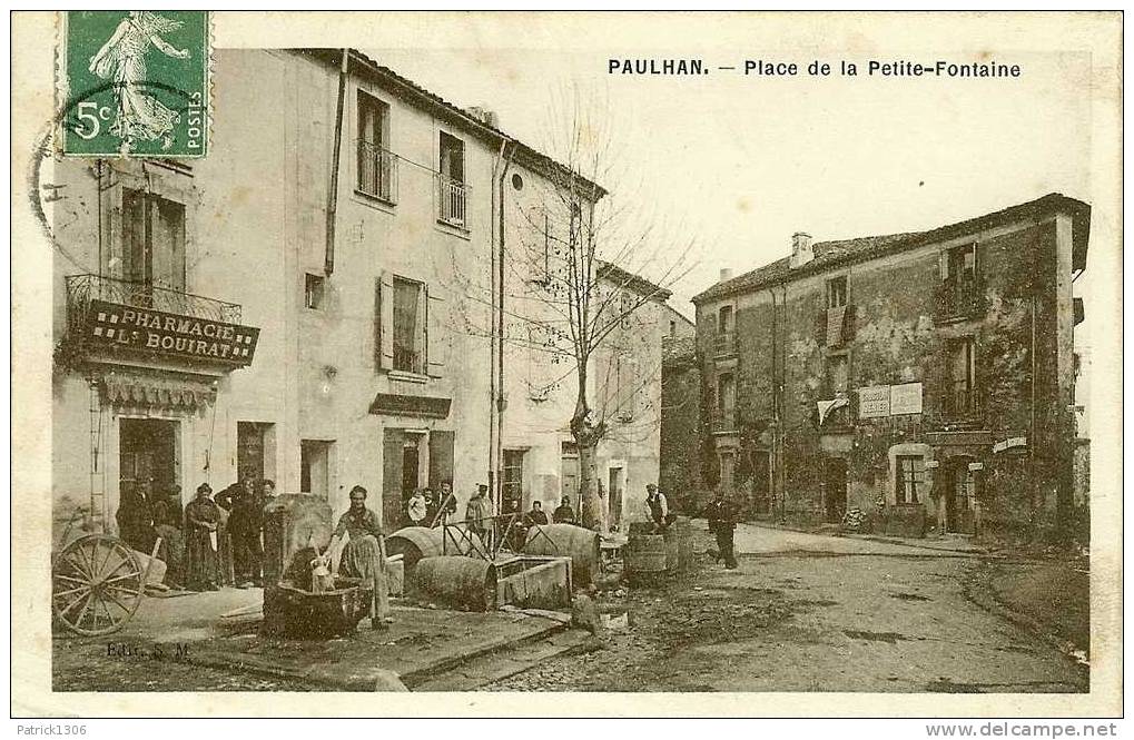 CPA  PAULHAN, Place De La Petite Fontaine, Pharmacie  2975 - Paulhan