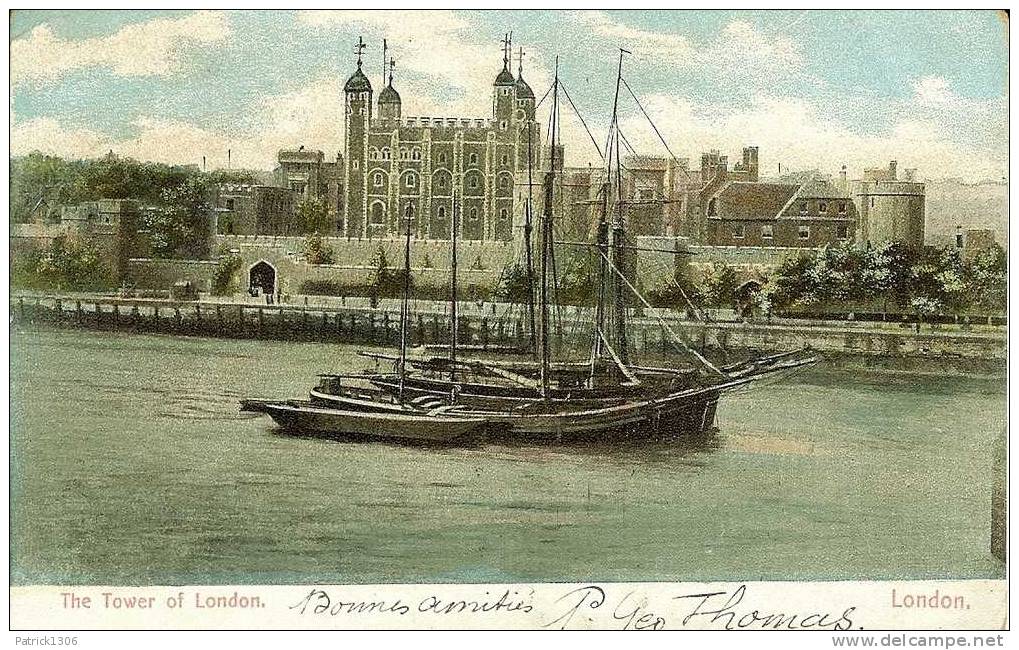 CPA  LONDON, Tower Of London, Boats On The Thames 1913 - River Thames