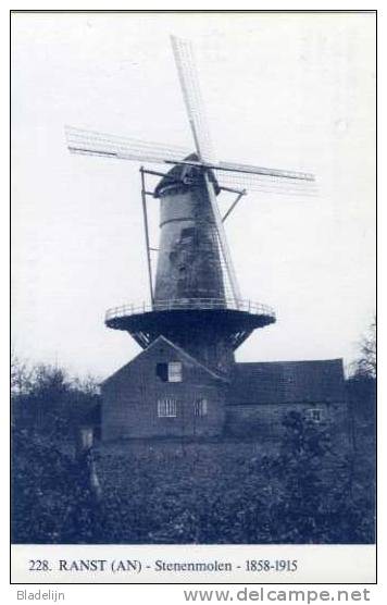 RANST (Antw.) - Molen/moulin - Blauwe Postkaart Ons Molenheem Van De Stenen Oliemolen Met Wieken (nu Nog Romp) - Ranst