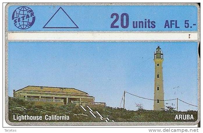 TARJETA DE UN FARO DE ARUBA DE 20 UNITS (SHIP-LIGHTHOUSE) - Phares