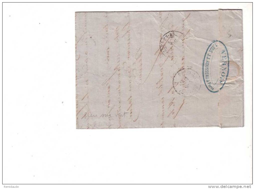 NAPOLEON III - 1861 - YVERT N°14Ba (BLEU Sur VERT) Signé CALVES Sur LETTRE De PARIS Pour MEZIERES (INDRE) - COTE = 330 E - 1853-1860 Napoleon III