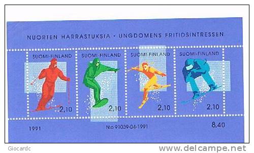 FINLANDIA (FINLAND) -  BF - 1991  SPORT INVERNALI  - NUOVO (MINT)** - Blocks & Sheetlets