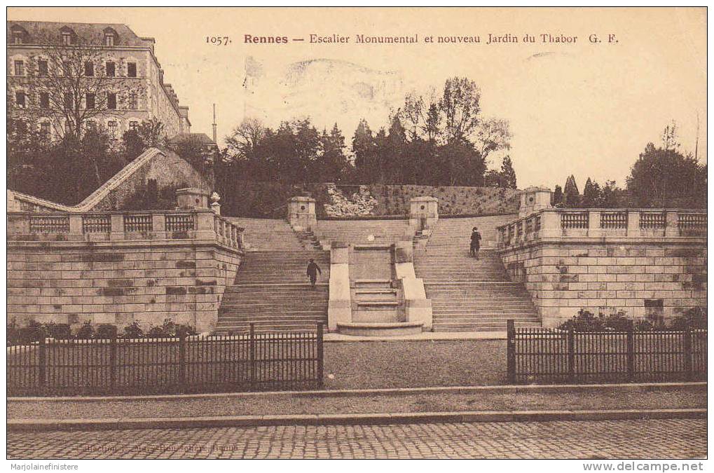 Dép. 35 - RENNES. - Escalier Monumental Et Nouveau Jardin Du Thabor. G. F. N° 1057. Voyagée 1913 - Rennes