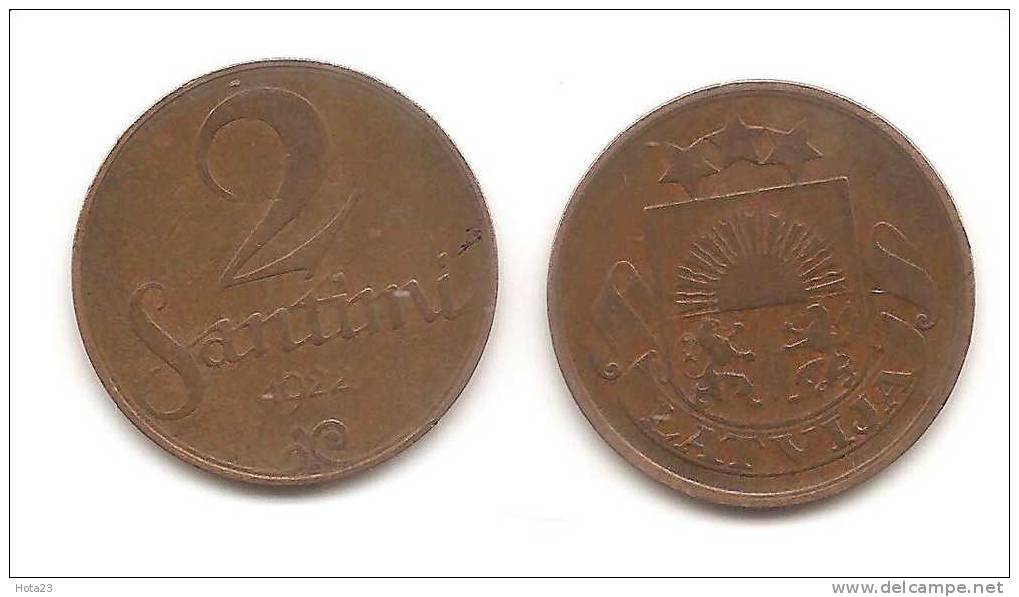 LATVIA Lettonia ; Lettland 2 SANTIMI  COIN  1922 Y - Latvia