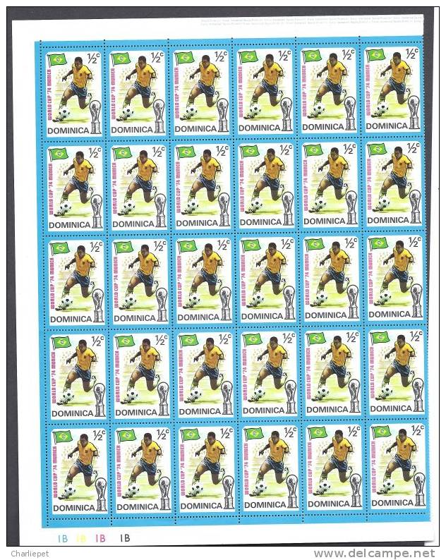 Dominica World Cup Soccer In Munich 1974 Sheet Of 30 MNH - Dominica (1978-...)